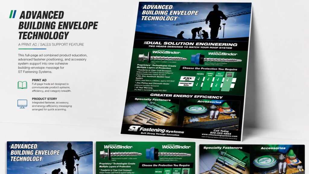 Advanced Building Envelope Technology advertisement featuring fastening and sealing products